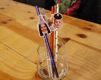 Personalized Face Straws,Paper Straws,Personalized Straws for birthday,bachelorette parties,halloween,advancement celebrations