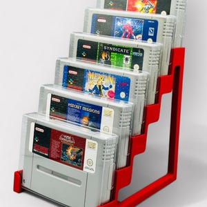 SNES ze stojakiem ochronnym / stojakiem ekspozycyjnym - wydrukowany w 3D dla 6 wkładów / modułów #GD-No-029