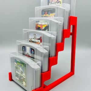 N64 保護カバースタンド/ディスプレイスタンド付き - 6 カートリッジ/モジュール用に 3D プリント #GD-Nr-020