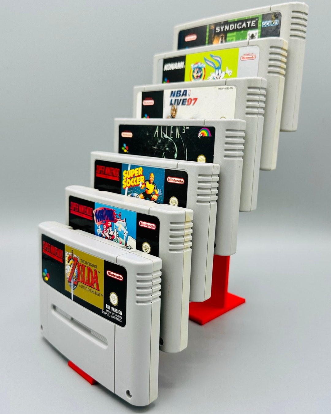 SNES Universal Stand / Display Stand 3D Printed for 7 Cartridge ...