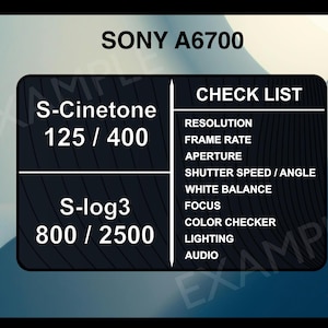 Sony A6700 Camera // Cheat Sheet Check List Sticker