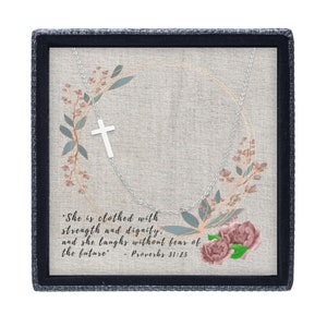 She is Clothed in Strength and Dignity - Sideways Cross Necklace