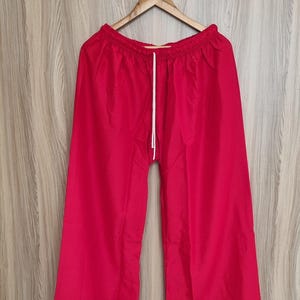 Red Cotton Palazzo Pants, Woman&#39;s wear  Wide Leg Festival Pants, Recycled Wide Leg Summer Trouser , Bohemian Style, Boho Fashion