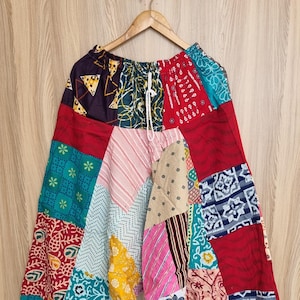 Colorful Patchwork Harem Pants: Boho Cotton Lounge Trousers