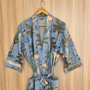 Cotton kimono robe, block print robes for women, Dressing gown, plus sized robes, Cotton Kimono, Beach Cover Up, Lounge Wear, Casual wear