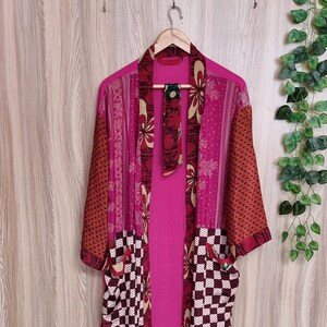 Elegante Vintage Seide Sari Patchwork Kimono Jacke - Ethno Mode