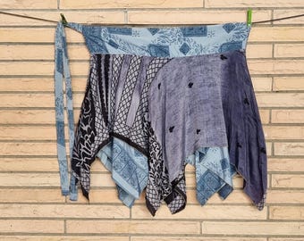 Vantage Silk Pixie jungle Wrap skirt, Fairy Tattered Skirt silk, Reversible boho festival wear