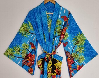 Kimono van zijde met wijde mouwen, strandjurk, resortkimono, boho-badjas, lange lichtgewicht cardigan, festivaloutfit, handgemaakte badjas.
