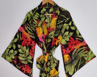 Strandjurk van zijde, kimono met wijde mouwen, boho-badjas, lange resort-cardigan, doorschijnende omslagdoek, strandjurk, festivalstijl
