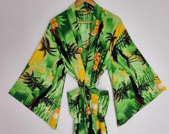 Lange zijden kimono-jas, strandjurk met wijde mouwen, boho resort-badjas, lichtgewicht doorschijnend vest, strandjurk voor bij het zwembad, reisjas