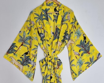 Kimono strandcover-up van zijde met wijde mouwen | lange dusterkimono | boho kimono badjas | lichtgewicht festival cover-up