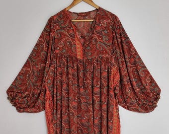 silk maxi dress, boho silk summer dress, flowy beach vacation gown, , lightweight formal wear,indian silk dress, free size dress,
