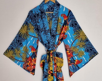 Boho resortkleding: zijden kimono, strandjurk met wijde mouwen, boho duster, lange zwierige ochtendjas, lichtgewicht laagje, vakantieoutfit, vest
