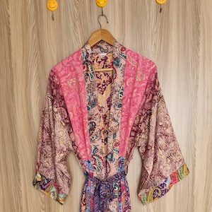 Silk Kimono Robe, Japanese Style Kimono, Bridesmaid Robe, Luxury Silk Robe, Women&#39;s Nightwear, Bridal Robe, Gift For Her,