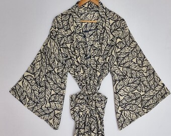 Boho zijden kimono met wijde mouwen, bruidsmeisjesbadjas, lichtgewicht lange jas, festivaloutfit kimono cover-up, handgemaakte badjas, cadeaus.