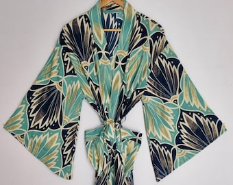 Kimono van zijde met wijde mouwen, bruidsmeisjesbadjas, lange dusterkimono, festivaloutfit, boho cover-up, lichtgewicht zijden omslagdoek, resortkleding, cadeaus voor,