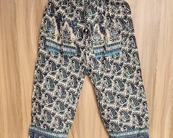 Cotton Blockprint Harem Pants: Bohemian Style Wide Leg Trousers