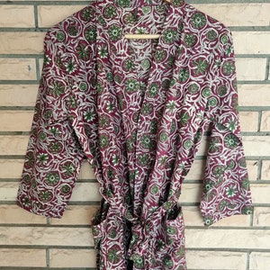 Cotton kimono robe, block print robes for women, Dressing gown, plus sized robes, Cotton Kimono, Beach Cover Up, Lounge Wear, Casual wear