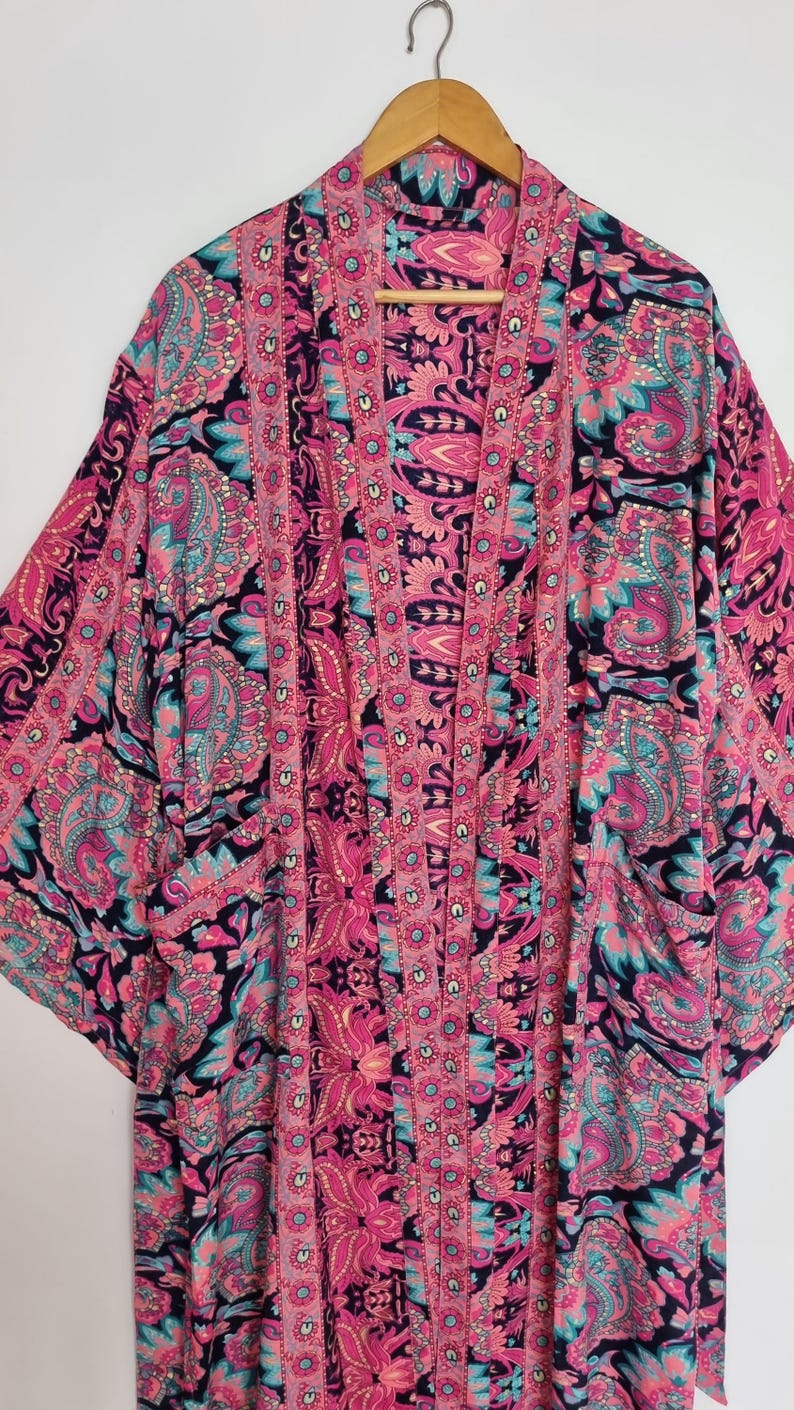 Dark Side Robe Silk Bell Sleeve Kimono, Long Silk Kimono Robe, Wide Sleeve Kimono ...