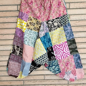 Unisex patchwork harem pants with pockets, Boho beach wear pants, One size elastic waist harem pants, Harem yoga joggers pajama pants.