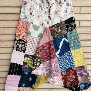 Unisex patchwork harem pants with pockets, Boho beach wear pants, One size elastic waist harem pants, Harem yoga joggers pajama pants.
