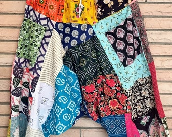Super comfortabele handgemaakte patchwork broek, harem yogabroek, Boho hippie patchwork broek, multi color patchwork yoga broek, dagelijkse slijtage broek