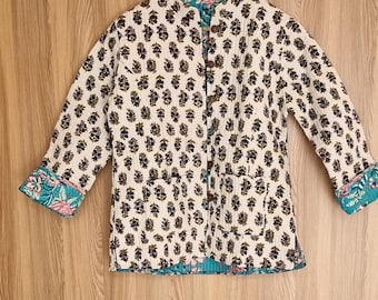 Handmade Cotton Kantha Jacket: Reversible Quilted Boho Coat