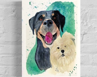 Dipinti ad acquerello personalizzati di animali domestici e altri animali