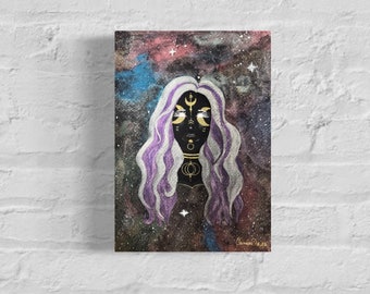 Dipinto ad acquerello: “Luna, energia e universo”