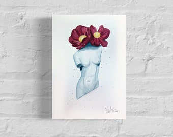 Dipinto ad acquerello "Peonia"