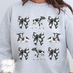 Coquette Cow Sweatshirt | Cowgirl Sweatshirt | Farm Animal Sweatshirt | Highland Cow Shirt | Cow Sweatshirt | Cow Print Sweatshirt |Cow Gift