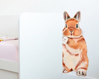 Cute rabbit peek wall stickers, bedroom door porch, children's room wall decoration stickers