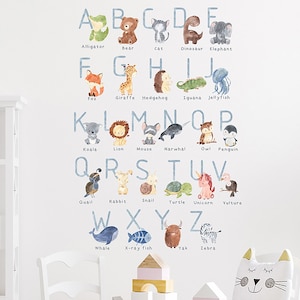 Animal alphabet wall stickers, children's early education room, kindergarten decorative wall stickers