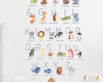 Animal alphabet wall stickers, children's early education room, kindergarten decorative wall stickers