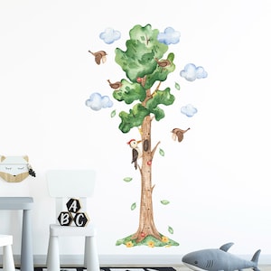 Decoración de pasta de altura de árbol de dibujos animados, dormitorio de niños de pasta de pared, pegatinas de decoración de sala de estar de estudio, decoración de jardín de infantes
