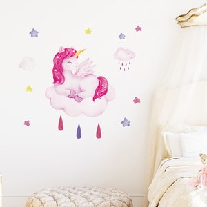 Unicorn clouds, cartoon kindergarten walls, decorated children's rooms, girls' bedrooms, wall stickers translucent