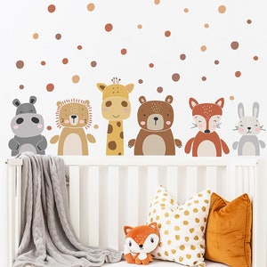 Cartoon giraffe bear lion fox polka dot, wall stickers self-adhesive, children's room decoration wall stickers zdjęcie 4
