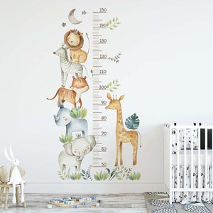 Cute African animal height stickers, children's room wall stickers
