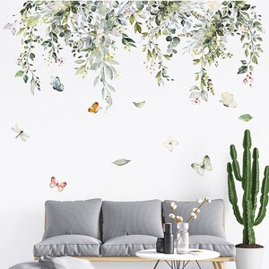 Green leaf wall stickers, living room, TV sofa background, wall stickers decorative wallpaper