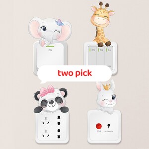 Schalter Aufkleber, niedlicher Elefant, Hase Giraffe Panda Tier, Papier Kinderzimmer Dekoration