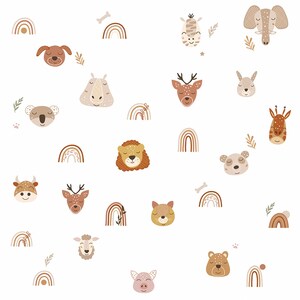 Pegatinas de arco iris de animales de dibujos animados, pegatinas de dormitorio de habitación infantil, pegatinas de pared de salón, pegatinas translúcidas, extraíbles