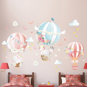 Cartoon hot air balloon, wall stickers children's room, kindergarten wall, stickers