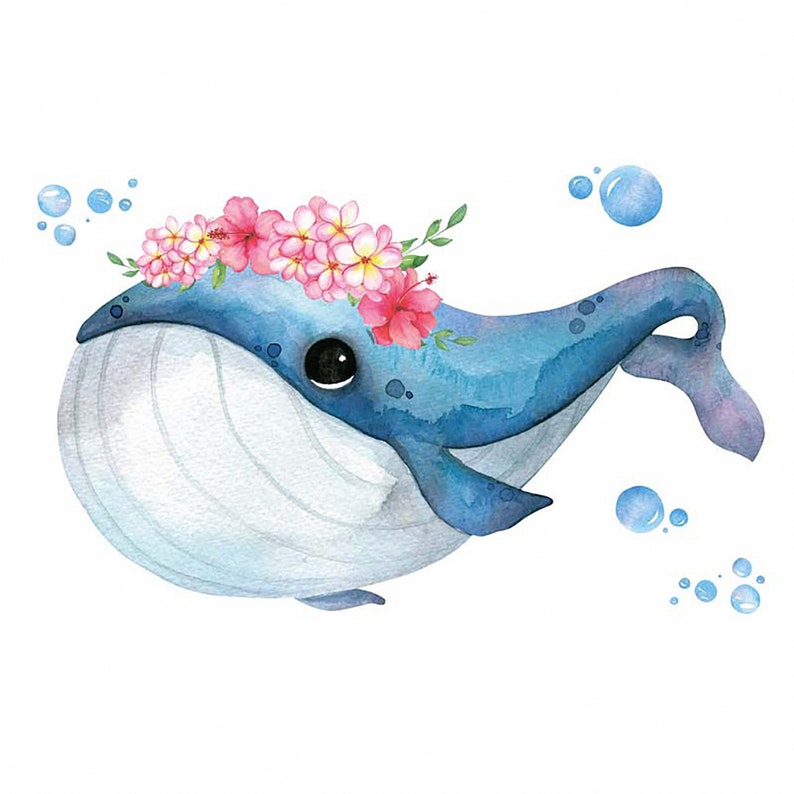 Cartoon Blauwal, Fisch Meer Tier Wandaufkleber, Kinderzimmer Wandaufkleber Dekoration Bild 5