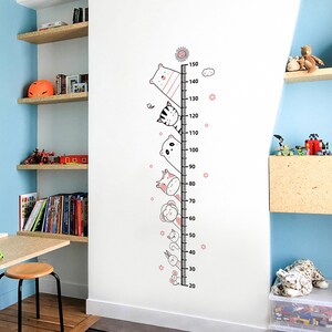 Pegatinas de altura de animales de dibujos animados, pegatinas de pared de decoración de habitación infantil simples estilo ins