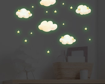 Luminous star cloud wall stickers, children's room fluorescent stickers