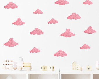 Aquarell rosa Wolke Wandpaste, Kinderzimmer Wanddeko Aufkleber selbstklebend