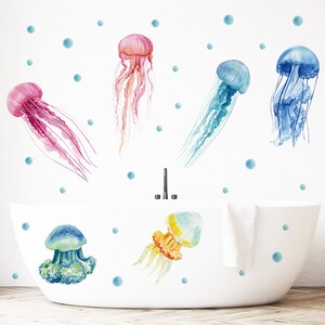 Colorful jellyfish wall stickers, bathroom children's room, kindergarten decorative stickers, tile beautification stickers