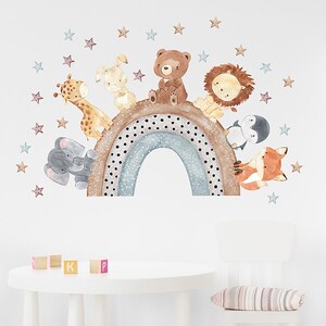 Elephant lion giraffe star rainbow wall stickers self-adhesive, children's room wall decoration stickers self-adhesive