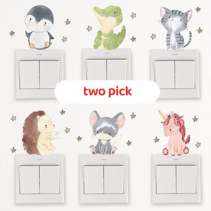 Switch stickers, cartoon cute penguins, unicorn cat animals, children's room decoration