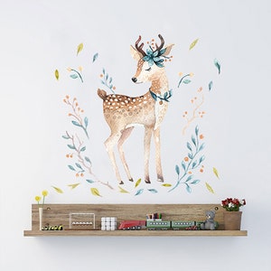 Cartoon Sika deer wall stickers, children's room decoration, gifts for her